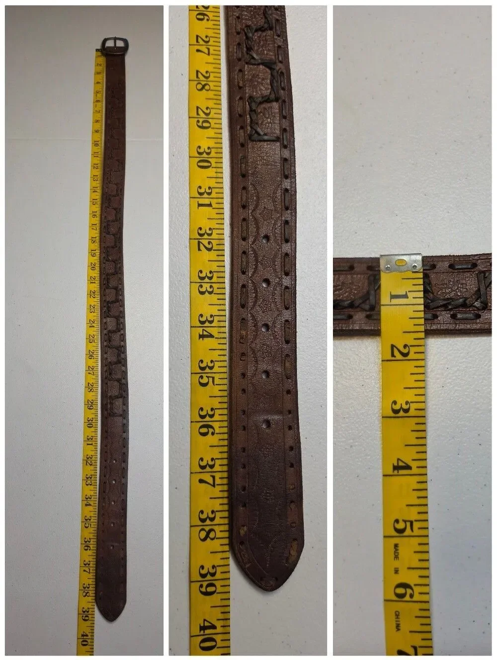Levi's Classic Brown Leather Belt with Braided Laced Detail